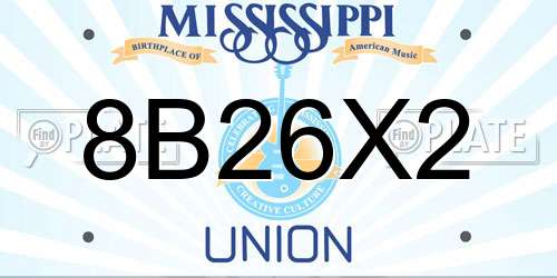 8B26X2 Mississippi License Plate