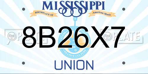 8B26X7 Mississippi License Plate