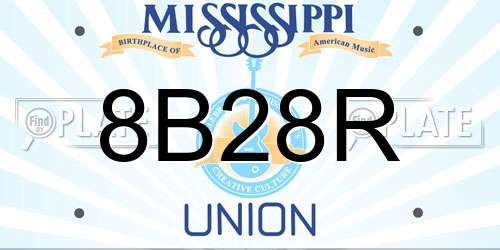8B28R Mississippi License Plate