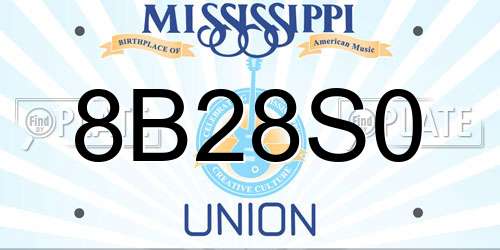 8B28S0 Mississippi License Plate