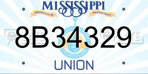 8B34329 Mississippi License Plate