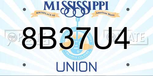 8B37U4 Mississippi License Plate