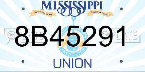 8B45291 Mississippi License Plate