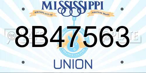 8B47563 Mississippi License Plate