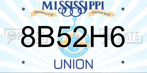 8B52H6 Mississippi License Plate