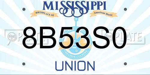 8B53S0 Mississippi License Plate