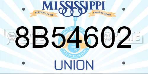 8B54602 Mississippi License Plate