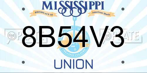 8B54V3 Mississippi License Plate