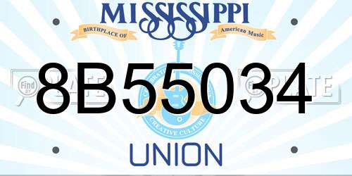 8B55034 Mississippi License Plate