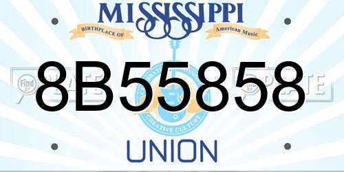 8B55858 Mississippi License Plate