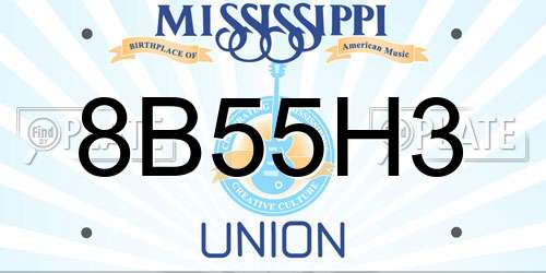 8B55H3 Mississippi License Plate