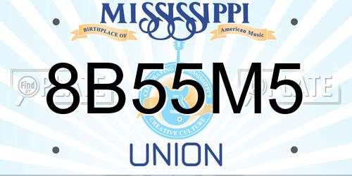 8B55M5 Mississippi License Plate