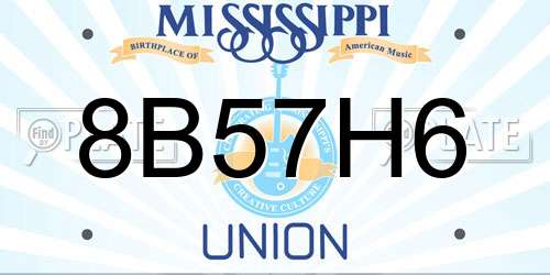 8B57H6 Mississippi License Plate
