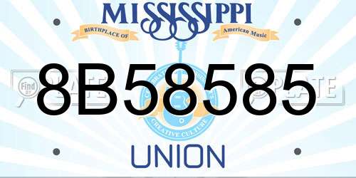 8B58585 Mississippi License Plate