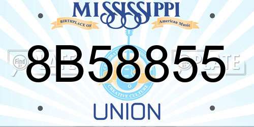 8B58855 Mississippi License Plate