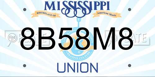 8B58M8 Mississippi License Plate