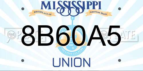 8B60A5 Mississippi License Plate