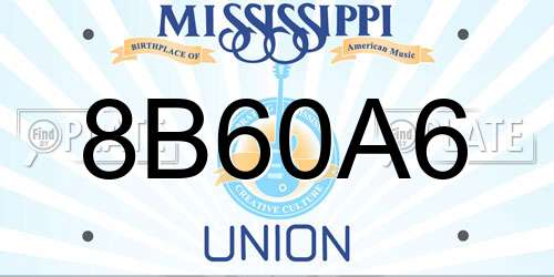 8B60A6 Mississippi License Plate