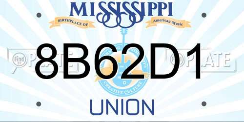 8B62D1 Mississippi License Plate