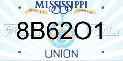 8B62O1 Mississippi License Plate