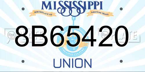 8B65420 Mississippi License Plate