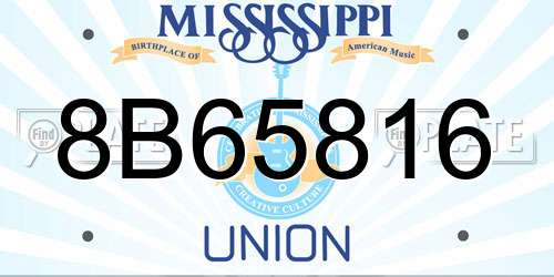 8B65816 Mississippi License Plate