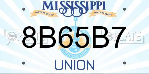 8B65B7 Mississippi License Plate
