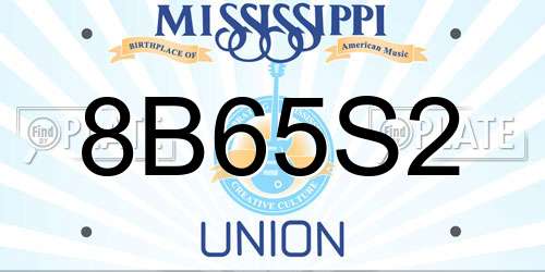 8B65S2 Mississippi License Plate