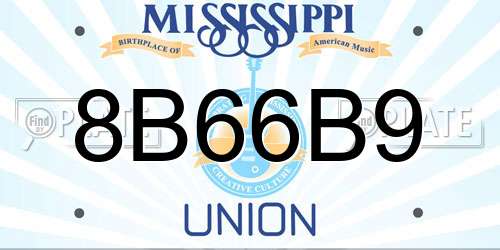 8B66B9 Mississippi License Plate