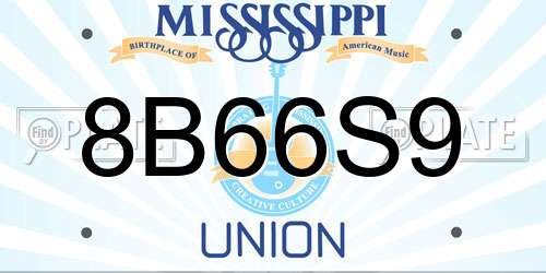8B66S9 Mississippi License Plate