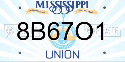 8B67O1 Mississippi License Plate