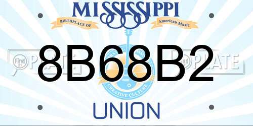 8B68B2 Mississippi License Plate