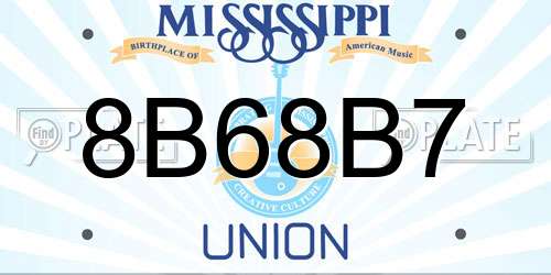 8B68B7 Mississippi License Plate