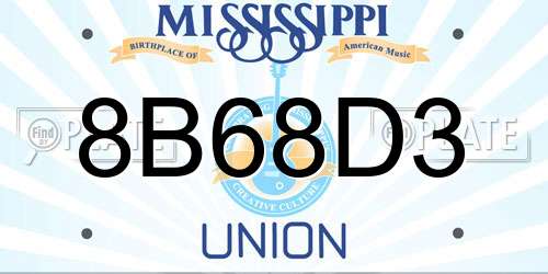 8B68D3 Mississippi License Plate
