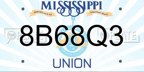 8B68Q3 Mississippi License Plate