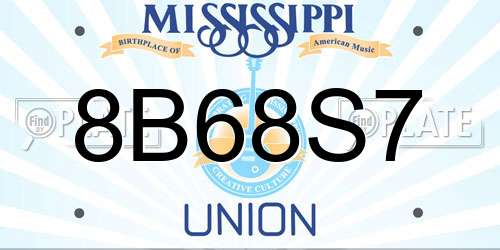 8B68S7 Mississippi License Plate