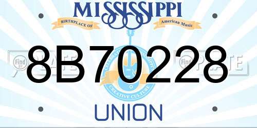 8B70228 Mississippi License Plate