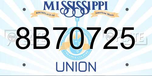 8B70725 Mississippi License Plate