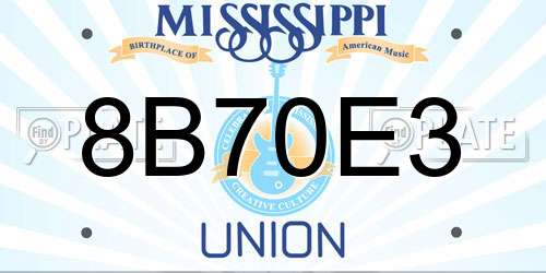 8B70E3 Mississippi License Plate