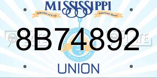 8B74892 Mississippi License Plate