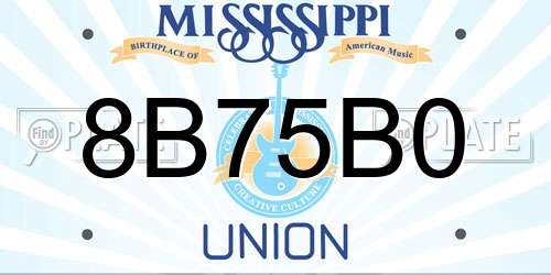 8B75B0 Mississippi License Plate