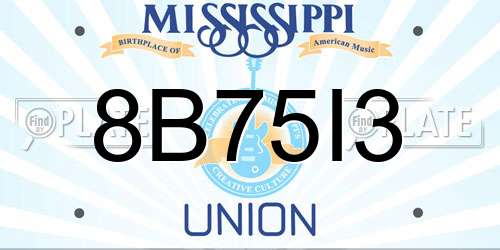 8B75I3 Mississippi License Plate