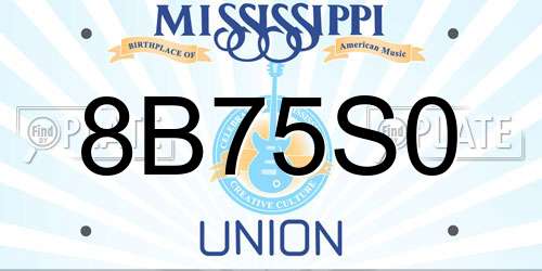 8B75S0 Mississippi License Plate