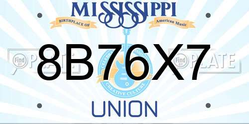 8B76X7 Mississippi License Plate