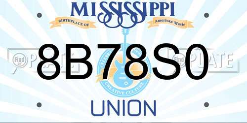 8B78S0 Mississippi License Plate