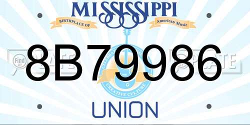 8B79986 Mississippi License Plate