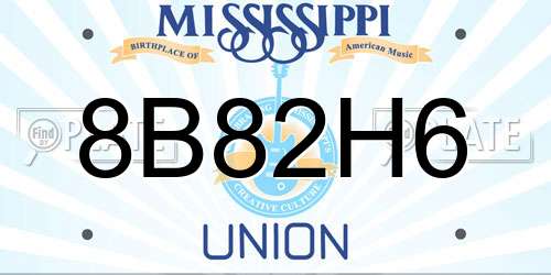 8B82H6 Mississippi License Plate