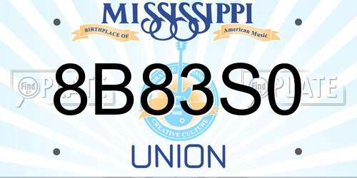 8B83S0 Mississippi License Plate