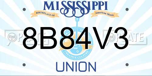 8B84V3 Mississippi License Plate