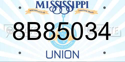 8B85034 Mississippi License Plate